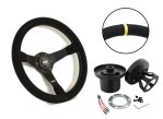 Set Luisi Mirage Sportlenkrad Wildleder schwarz geschüsselt & Nabe Renault Clio 2002-2013 W6120